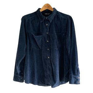 M&S Collection Pure Cotton Corduroy Shirt Blue Size 16 US